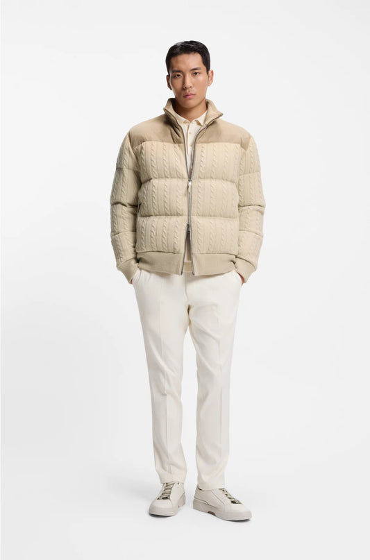 DOWN JACKET IN WOOL AND CASHMERE WITH SUEDE TRIMS