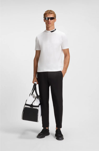 STRETCH-COTTON T-SHIRT WITH LOGO COLLAR