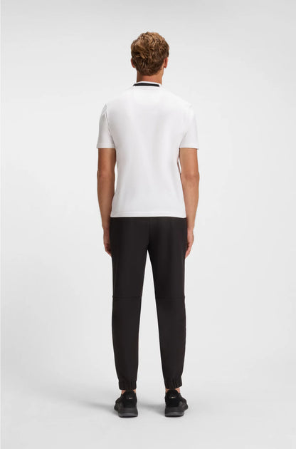 STRETCH-COTTON T-SHIRT WITH LOGO COLLAR