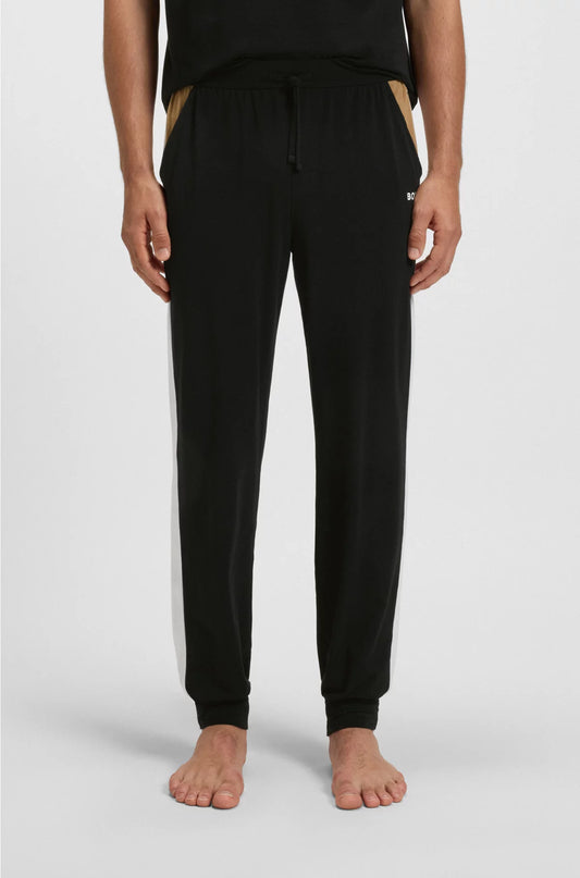 COTTON-BLEND PYJAMA BOTTOMS WITH CONTRAST PANELS