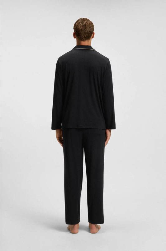 MELANGE PYJAMA SET WITH SIGNATURE-STRIPE PIPING
