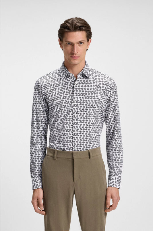 SLIM-FIT SHIRT IN A PRINTED COTTON BLEND