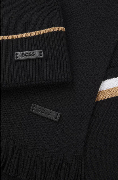 HAT AND SCARF GIFT SET WITH STRIPE DETAILS