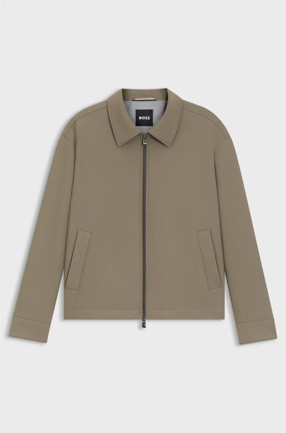 RELAXED-FIT JACKET IN STRETCH FABRIC WITH WING COLLAR