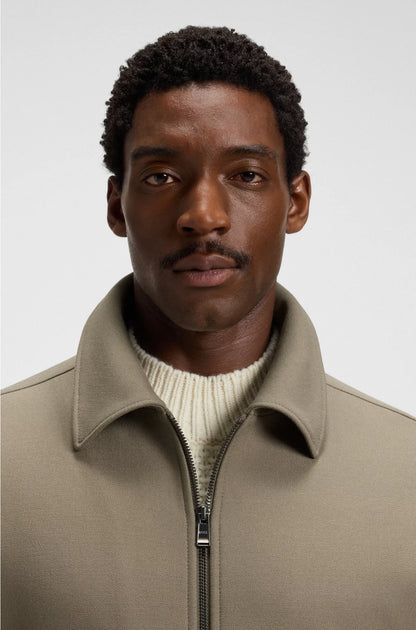 RELAXED-FIT JACKET IN STRETCH FABRIC WITH WING COLLAR