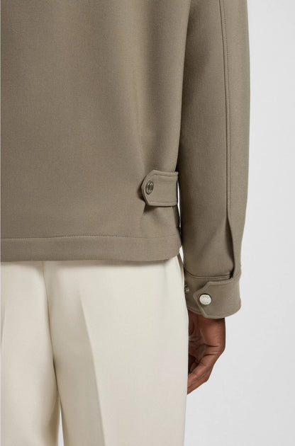 RELAXED-FIT JACKET IN STRETCH FABRIC WITH WING COLLAR