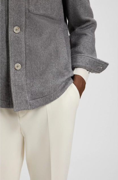 RELAXED-FIT OVERSHIRT IN HERRINGBONE FABRIC