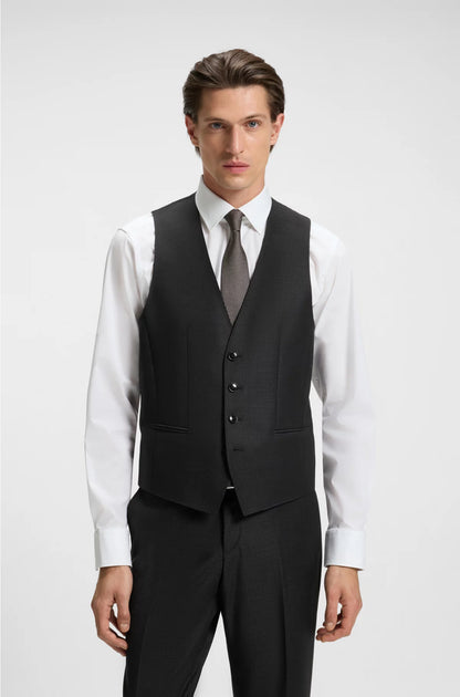 THREE-PIECE SLIM-FIT SUIT IN PATTERNED VIRGIN WOOL