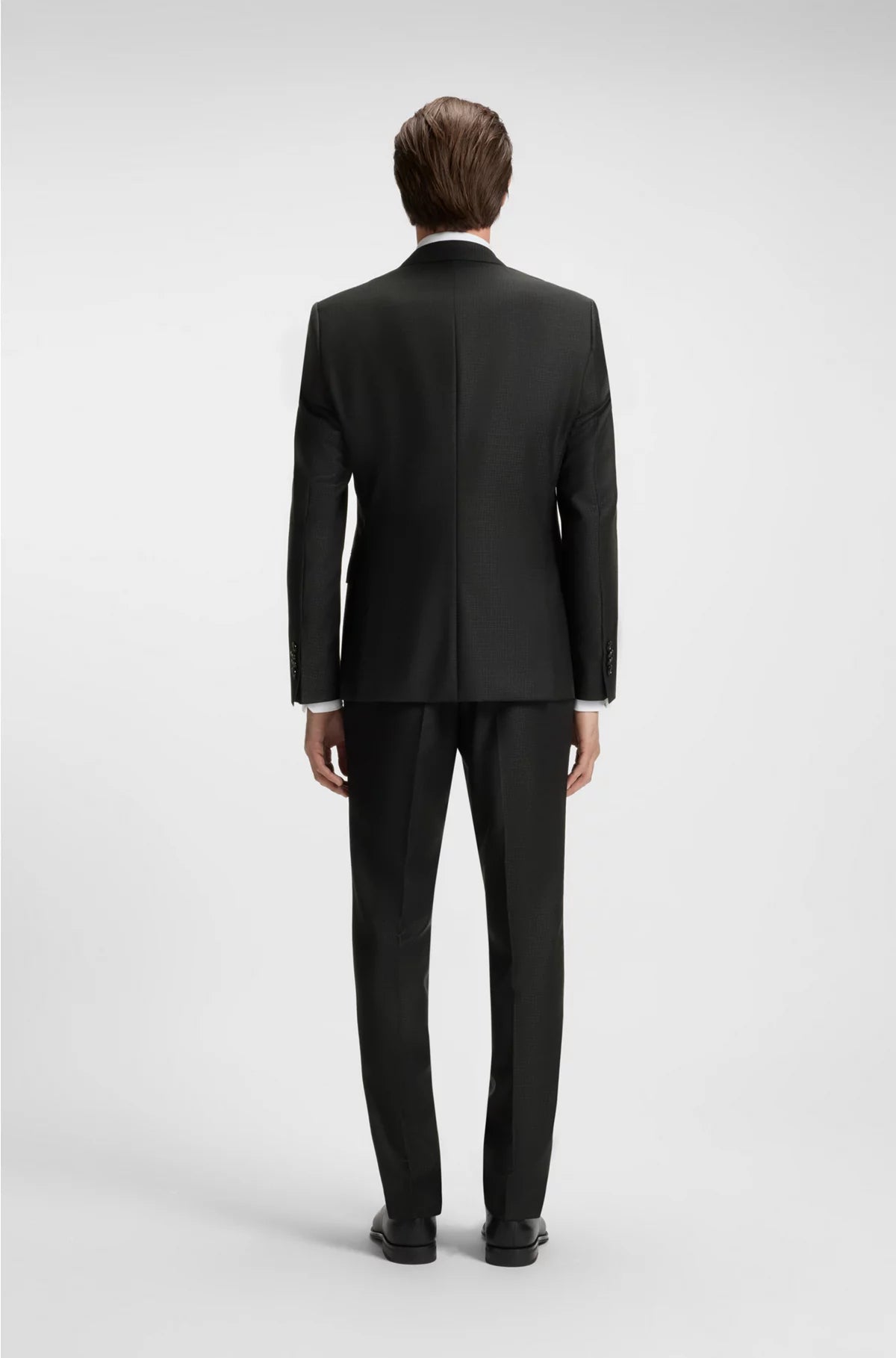 THREE-PIECE SLIM-FIT SUIT IN PATTERNED VIRGIN WOOL