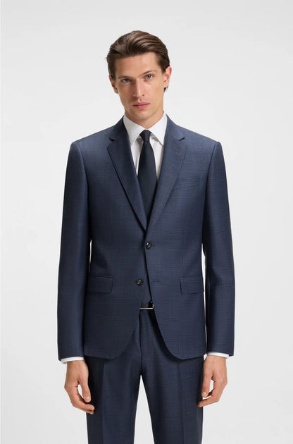 TWO-PIECE SLIM-FIT SUIT IN CHECKED VIRGIN WOOL