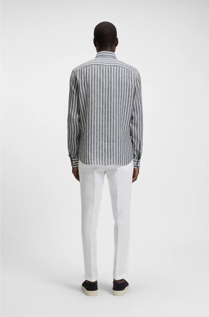 REGULAR-FIT SHIRT IN STRIPED LINEN CHAMBRAY