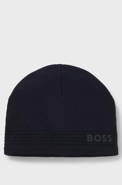 WOOL-BLEND BEANIE HAT WITH RUBBER-PRINT LOGO