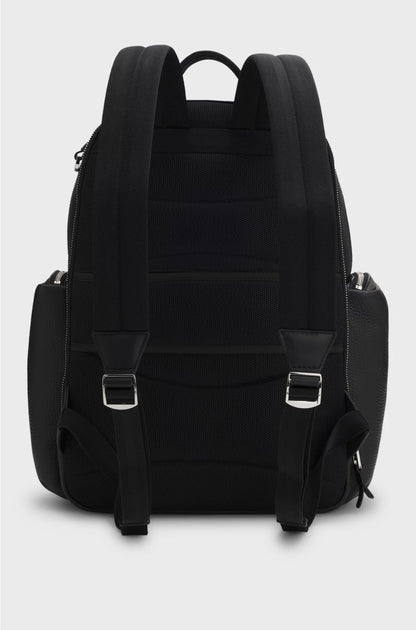 ITALIAN-LEATHER BACKPACK WITH ZIPPED SIDE POCKETS