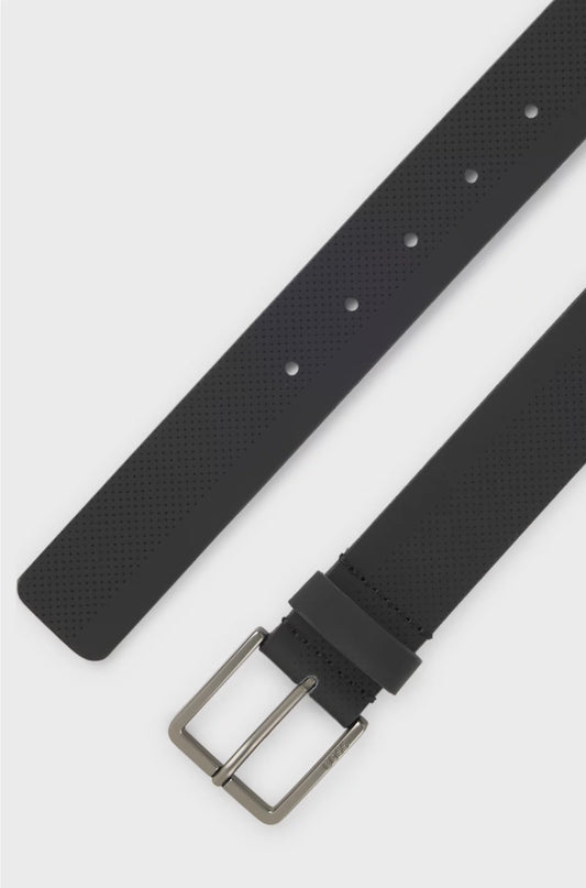 ITALIAN-LEATHER BELT WITH PERFORATED PATTERN