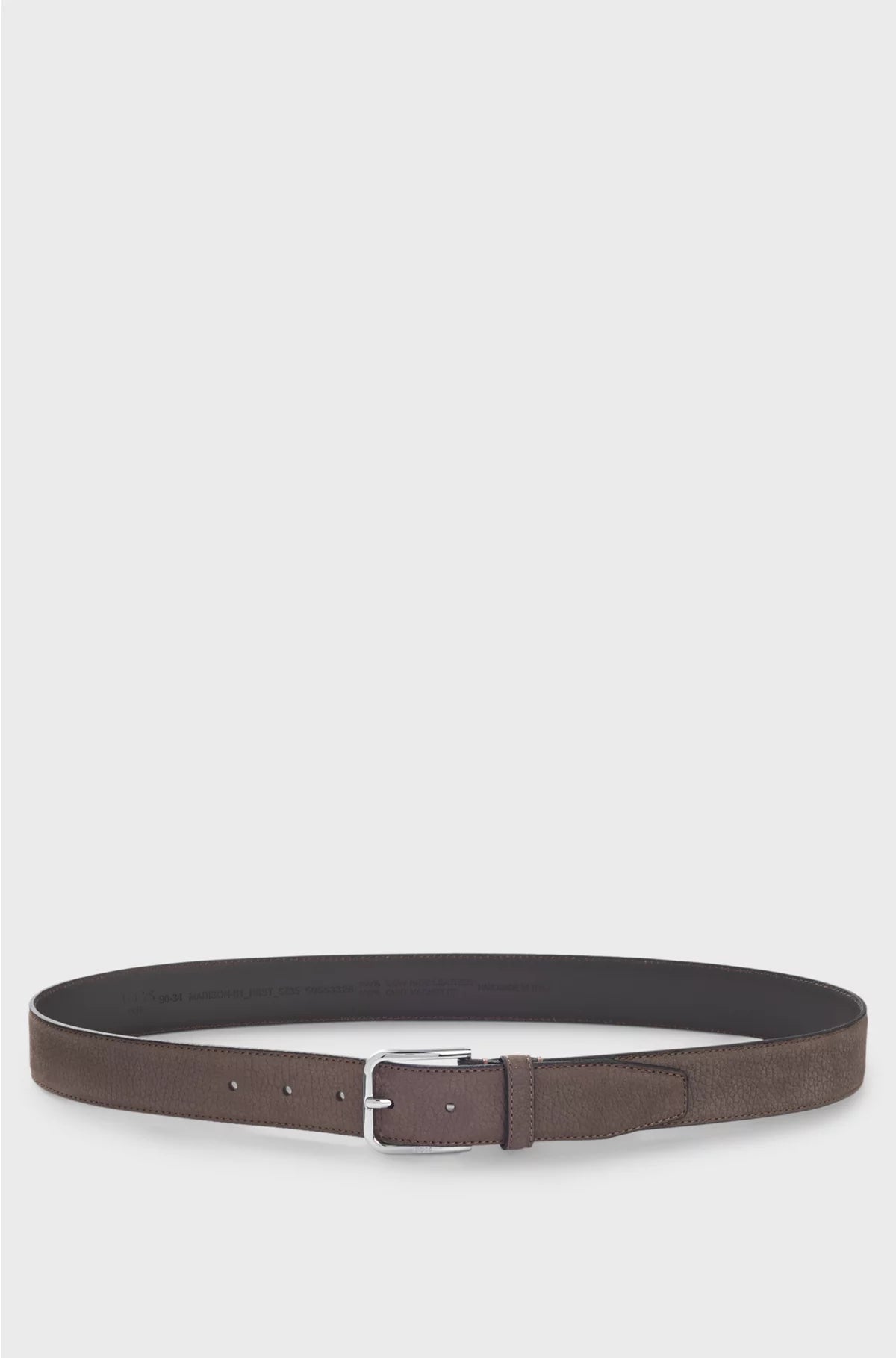 ITALIAN-NUBUCK BELT WITH POLISHED PIN BUCKLE