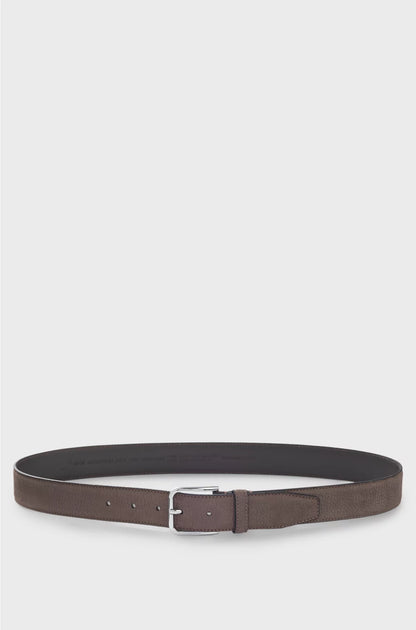ITALIAN-NUBUCK BELT WITH POLISHED PIN BUCKLE