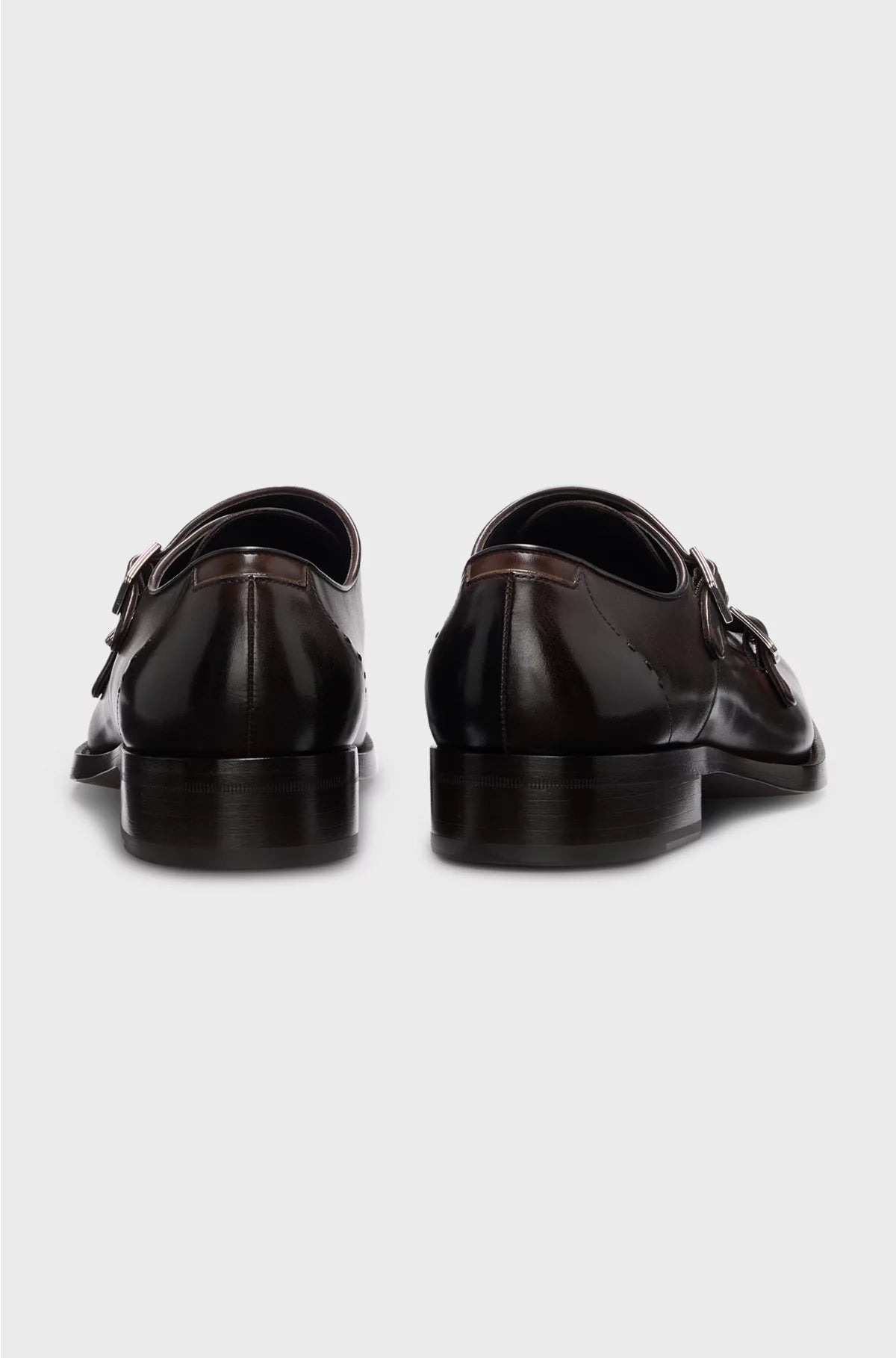 LEATHER MONK SHOES WITH DOUBLE STRAP