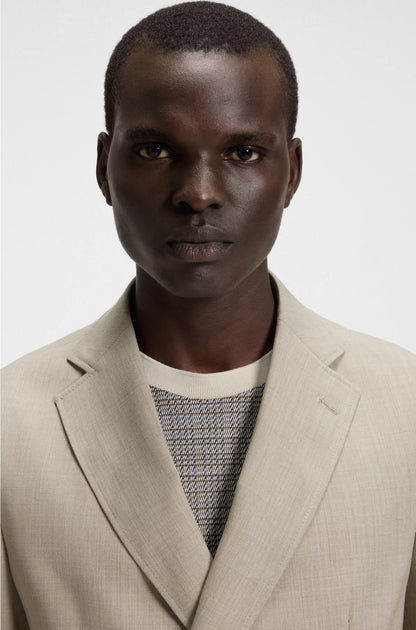 DOUBLE-BREASTED BLAZER INMICRO-PATTERNED VIRGIN WOOL