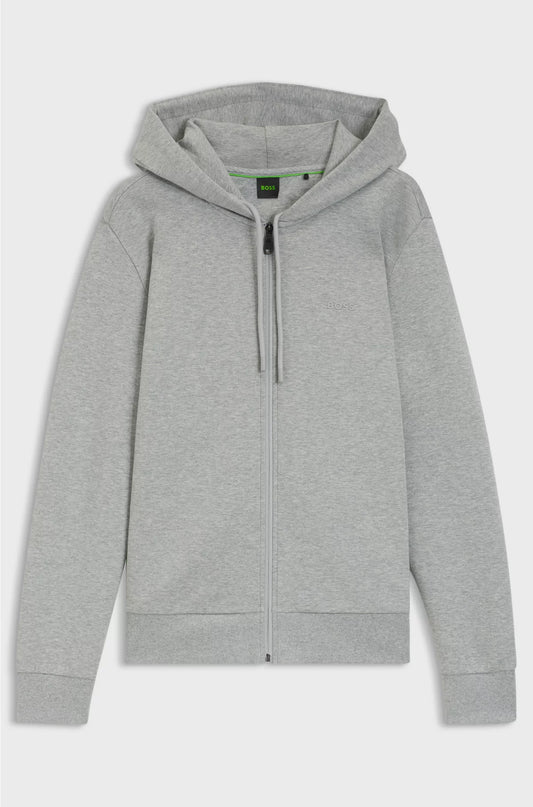 ZIP-UP HOODIE IN STRETCH COTTON WITH LOGO DETAIL