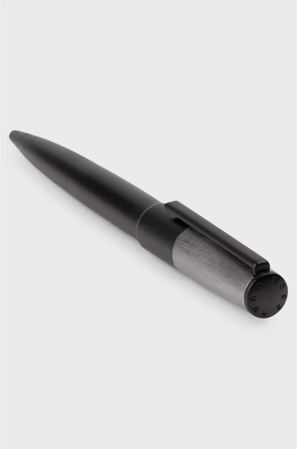 BALLPOINT PEN WITH BRUSHED BLACK AND CHROME EFFECTS