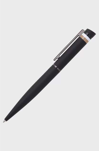 BLACK BALLPOINT PEN WITH SIGNATURE-STRIPE DETAIL