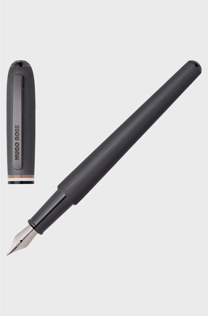 BRUSHED FOUNTAIN PEN WITH SIGNATURE-STRIPE MIDRING