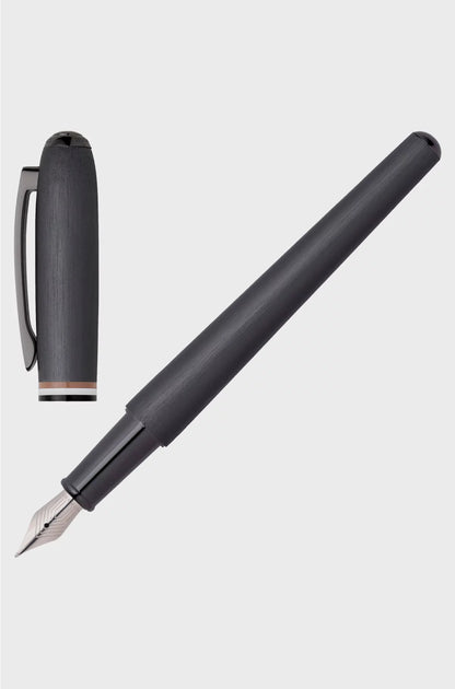 BRUSHED FOUNTAIN PEN WITH SIGNATURE-STRIPE MIDRING