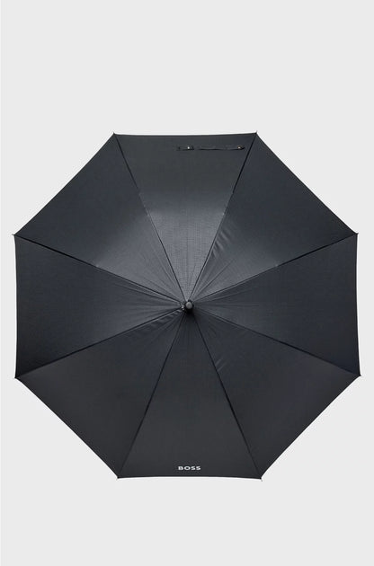 GRID-PATTERN UMBRELLA WITH LOGO-EMBOSSED HANDLE