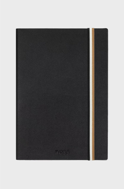 BLACK A5 NOTEBOOK AND BRASS FOUNTAIN PEN SET