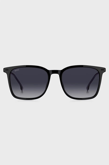 BLACK-ACETATE SUNGLASSES WITH STEEL TEMPLES