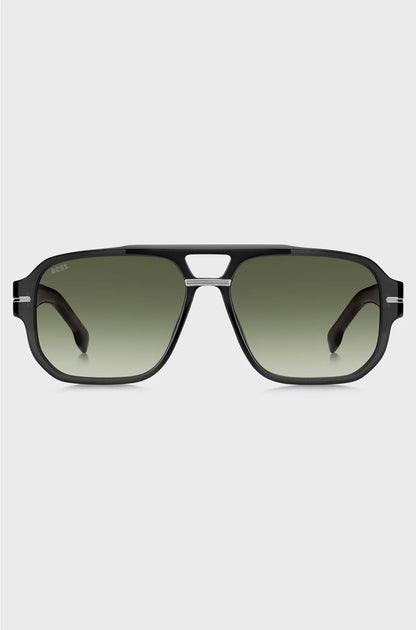 GREY-ACETATE SUNGLASSES WITH PATTERNED ACCENTS