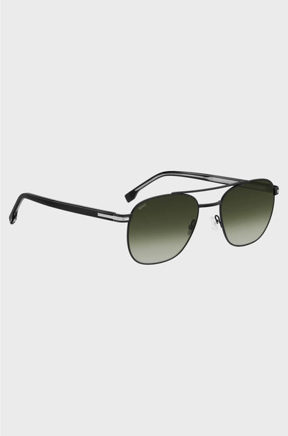 DOUBLE-BRIDGE SUNGLASSES IN BLACK STEEL
