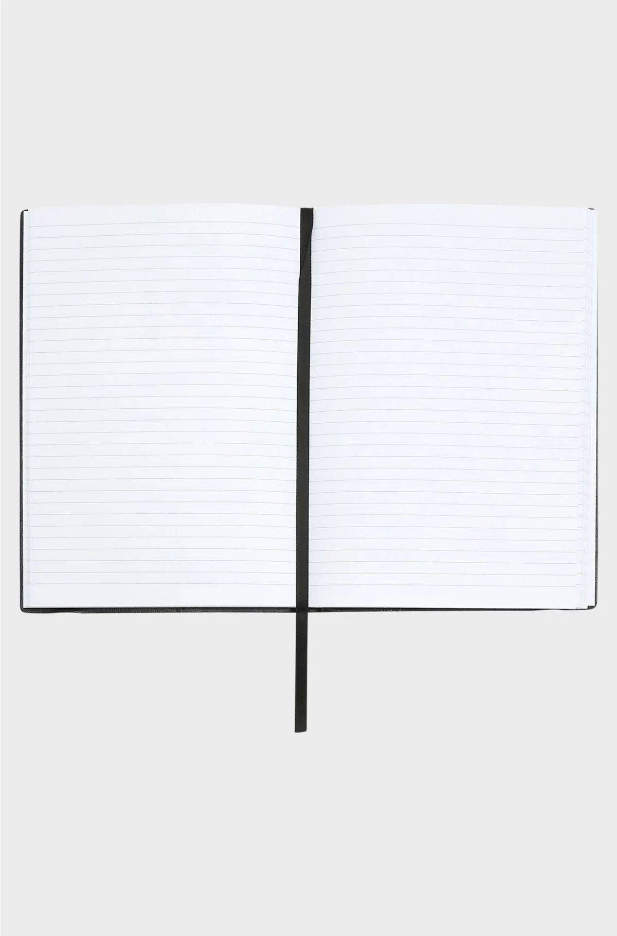 A6 BLACK FAUX-LEATHER NOTEBOOK WITH SIGNATURE-STRIPE STRAP