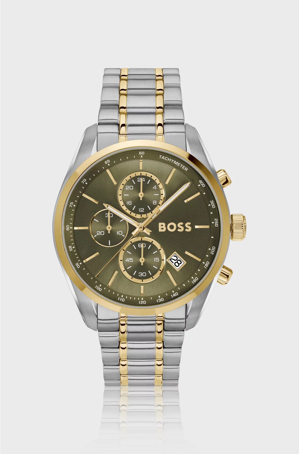 TWO-TONE CHRONOGRAPH WATCH WITH OLIVE DIAL