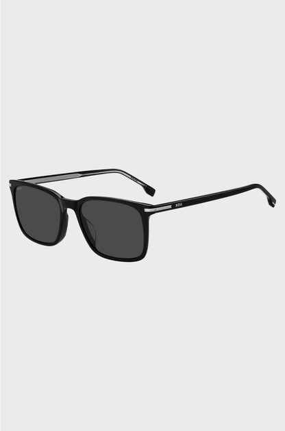BLACK-ACETATE SUNGLASSES WITH SILVER-TONE TRIMS