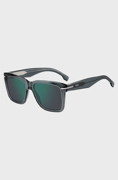 GREY-ACETATE SUNGLASSES WITH SILVER-TONE TRIMS