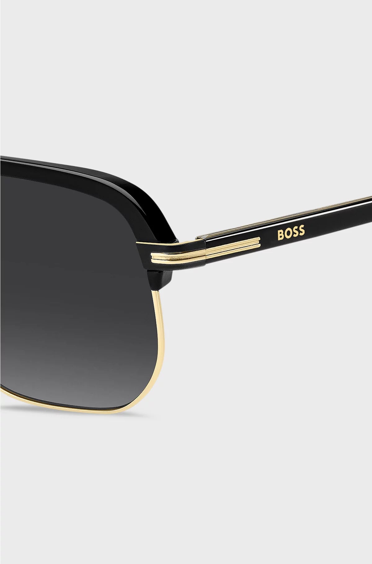 DOUBLE-BRIDGE SUNGLASSES IN METAL AND BLACK ACETATE