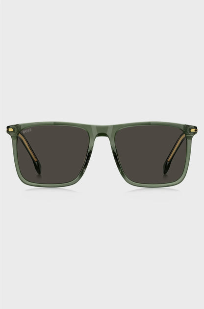 GREEN-ACETATE SUNGLASSES WITH GOLD-TONE TRIMS