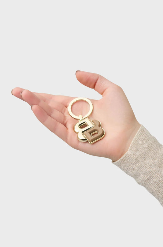 KEY RING WITH CAMEL AND GOLD-TONE DOUBLE B MONOGRAM