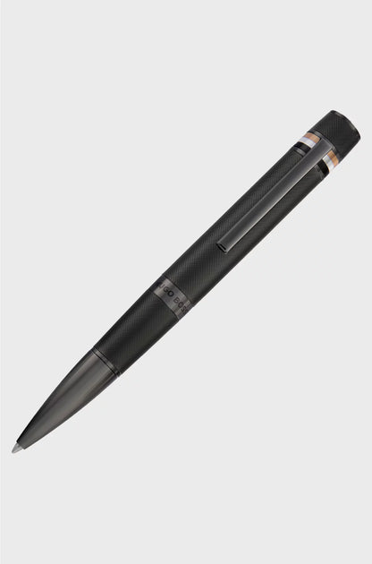 TEXTURED-BARREL BALLPOINT PEN WITH SIGNATURE-STRIPE RING
