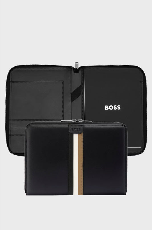 A5 CONFERENCE FOLDER IN FAUX LEATHER WITH SIGNATURE STRIPE