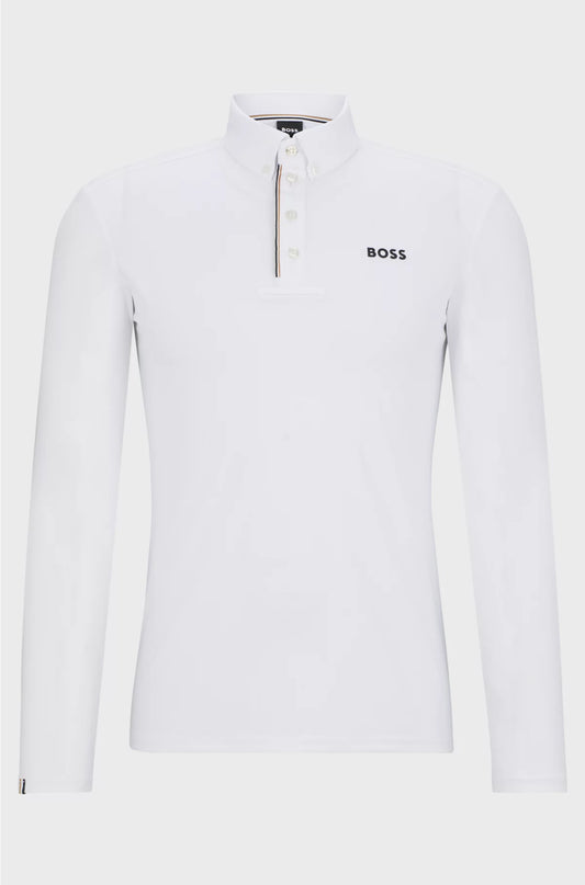 EQUESTRIAN SHOW SHIRT IN WHITE WITH SIGNATURE-STRIPE DETAILS