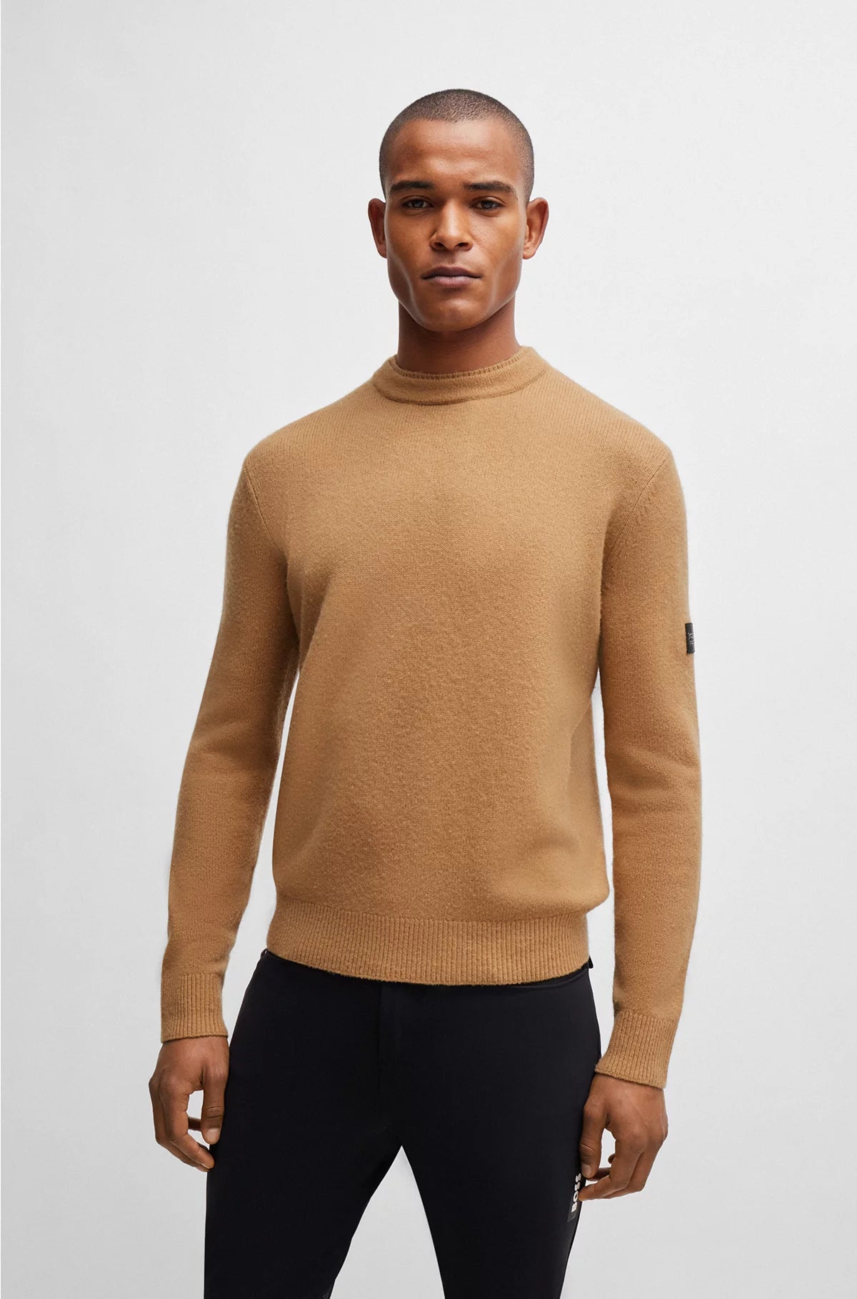 EQUESTRIAN COTTON-CASHMERE SWEATER WITH LOGO PATCH