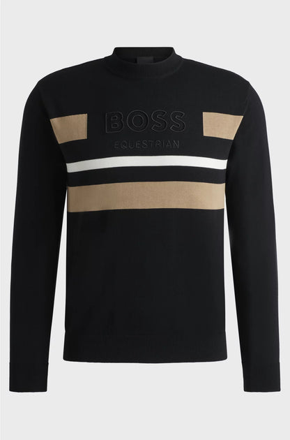 EQUESTRIAN COTTON SWEATER WITH CONTRASTING STRIPES