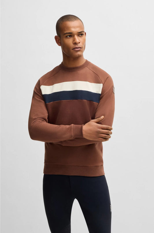 EQUESTRIAN STRETCH-COTTON SWEATSHIRT WITH BLOCK STRIPES