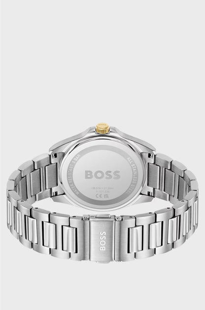 GOLD- AND SILVER-TONE WATCH WITH GREEN GROOVED DIAL