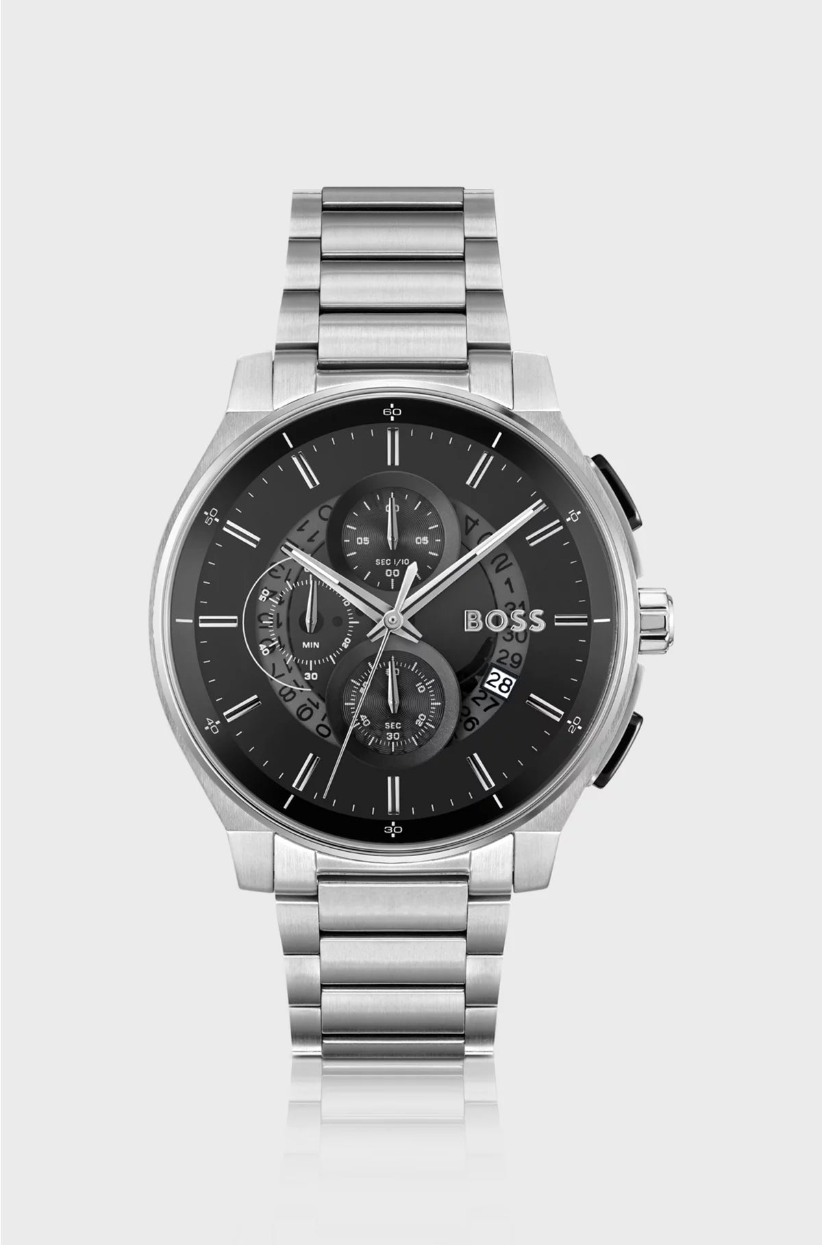 STAINLESS-STEEL CHRONOGRAPH WATCH WITH TRANSPARENT DIAL