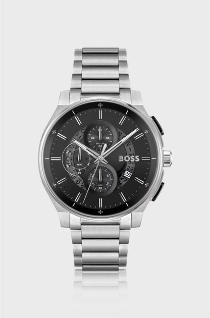 STAINLESS-STEEL CHRONOGRAPH WATCH WITH TRANSPARENT DIAL