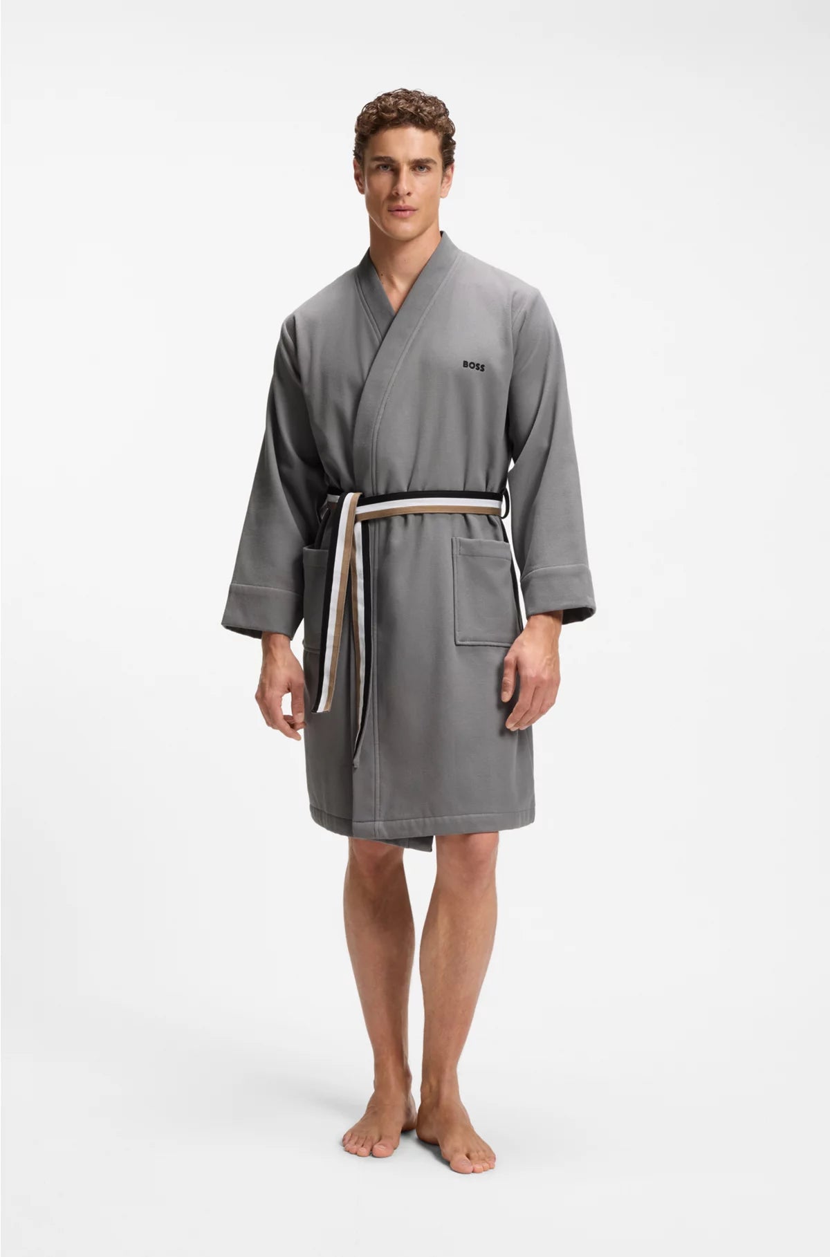 COTTON-TERRY DRESSING GOWN WITH QUICK-DRY INNER