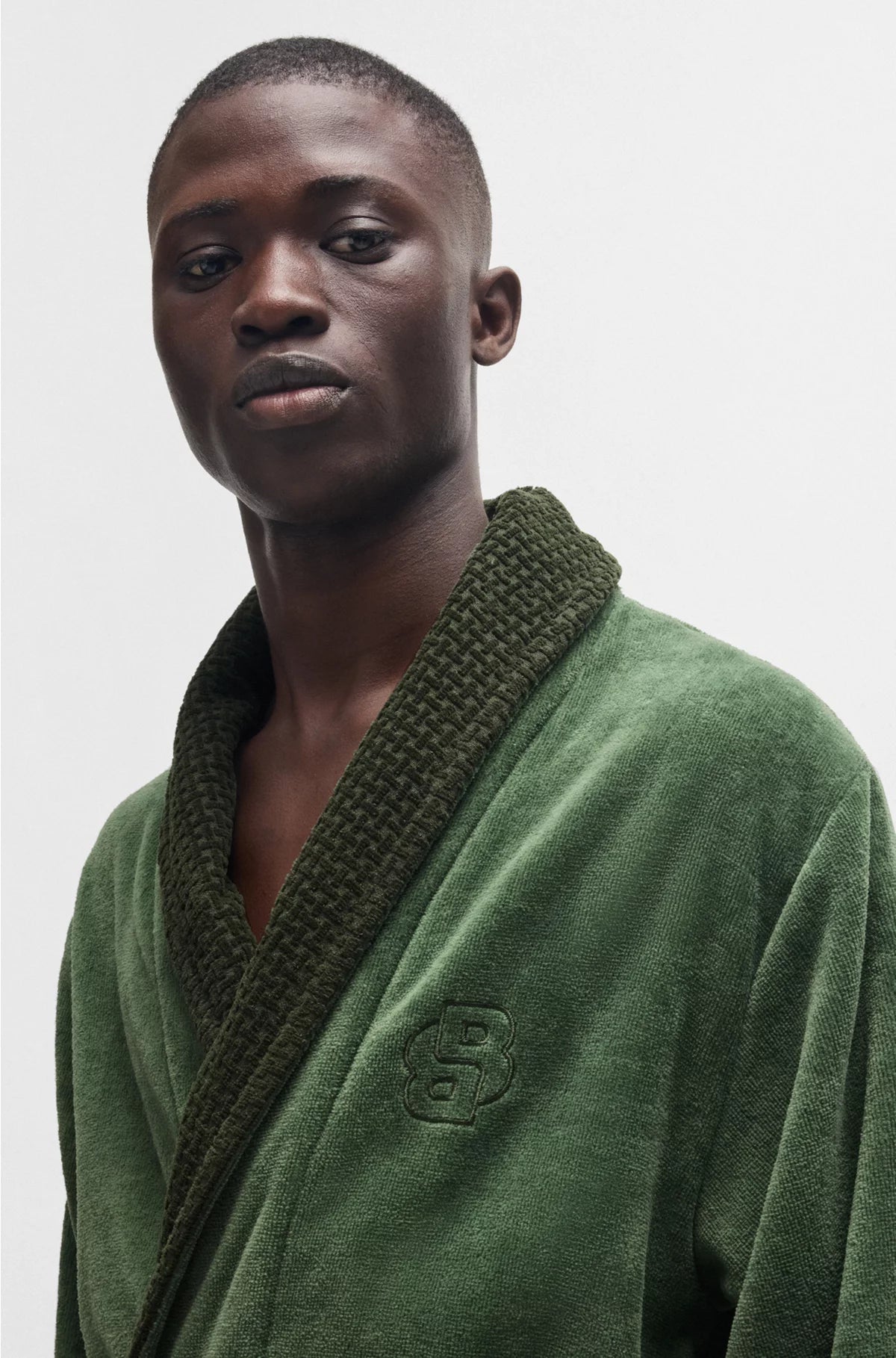 COTTON VELVET DRESSING GOWN WITH DOUBLE B MONOGRAM